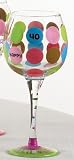 40th Birthday Polka-dot Wine Glass By Mud Pie