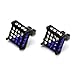 Mens Black Tone Clear/Blue Cz Cube Iced Out Hip Hop Micro Pave Stud Earrings