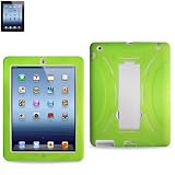 HEAVY DUTY HYBRID CASE FOR IPAD3 FITTING CASE TWO PIECE FOR EXTRA PROTECTION ONE HARD PLASTIC INSIDE ONE OUTER SILICONE FOR COMFORTABLE TOUCH FEELING AND BETTER GRIP. (GREEN)