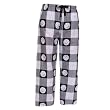 White Black Check Basketball Motif tie cord flannel cotton pants for lounging, sleep, sports. Unisex relaxed fit,