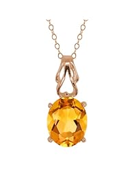 1.15 Ct Oval Citrine Gold Plated Sterling Silver Pendant
