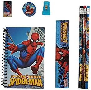 Spiderman Birthday Party Supplies and Favors for Boys - 8 Pack Set (64 Pcs). Birthday Party Loot Bags with Stationary, Pencils, Eraser, Ruler, Sharpener and Bag Clip