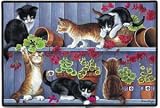 Flower Pots Kittens in Garden/Flowers Cats Indoor/outdoor Doormat Rug Mat