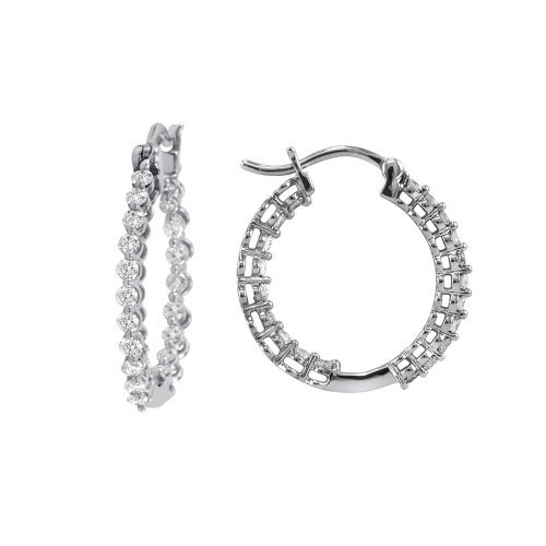 10k White or Yellow Gold Diamond Hoop Earrings (1 cttw, H-I Color, I3 Clarity)