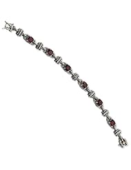 Sterling Silver W/14k 6.57garnet 7.5in Bracelet
