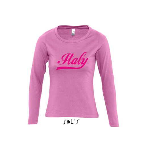 Italien Oldschool Italy LÄNDERSHIRT EM / WM FAN Trikot – Damen Langarm Longsleeve T-Shirt S-XL , Orchid pink – pink , S