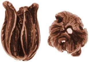 Antiqued Copper Colour Tulip Flourish Bead Caps 9x13mm (2)