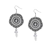 White Round Faux Pearl Silver Drop Earrings JC55442