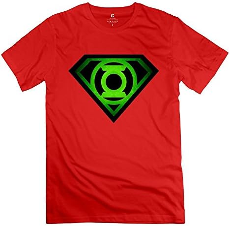 ROCRO Men's The Bing Bang Theory Sheldan Superman Glowing Green Lantern Shield Tshirts XL Red