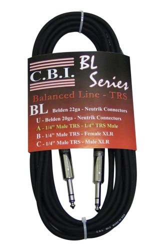 CBI BL2A 1/4 Inch TRS To 1/4 Inch TRS Balanced Cable - 10 Foot
