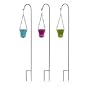 Set of 3 Bright Glass Votive Candle Holders Suspended on Ground Stakes 32"