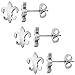 3 PAIR PACK Small Stainless Steel Fleur De Lis Stud Earrings 3/8 inch
