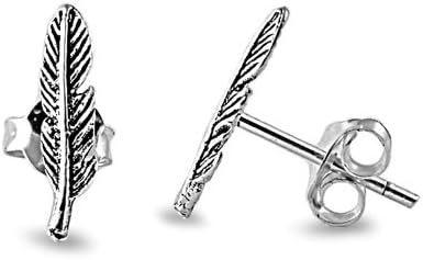 Sterling Silver Indian Feather Mini Stud Earrings