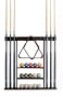 6 Pool Cue - Billiard Stick Wall Rack Made of Wood Mahogany Finish