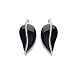 Silver, Onyx Leaf Shaped Earrings