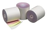 PM Company Perfection Three Ply Carbonless Paper Rolls, 3.25 X 75 Feet, White/Canary/Pink, 50 Rolls Per Carton (08851)