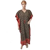 ResortWearWomensCaftanKaftanBlackRedPrintedEveningDress