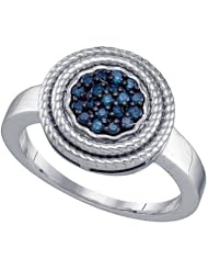 0.25CTW BLUE DIAMOND CLUSTER RING