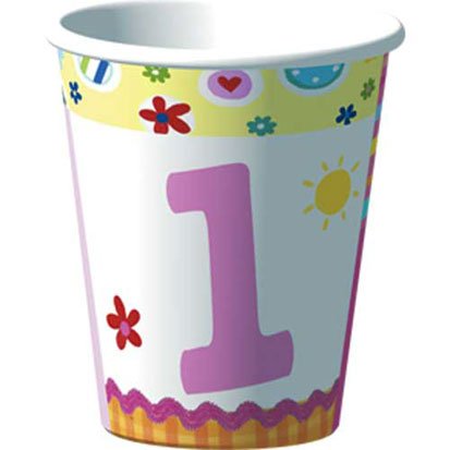 Baby Girls 1st Birthday Cups 8ct