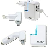 Produkt-Bild: RAIKKO&reg; PowerPlug Dual USB Ladeger&auml;t/Netzger&auml;t inkl. Autoadapter/KFZ Ladeger&auml;t f&uuml;r MP3 Player, iPod, iPhone und alle anderen Ger&auml;te die per USB aufzuladen sind