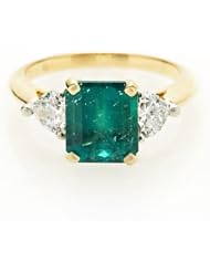 Diamond & Emerald Platinum & 18k Yellow Gold Ring
