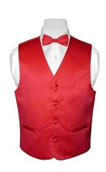 BOY'S Solid RED Color Dress Vest BOWTIE Set