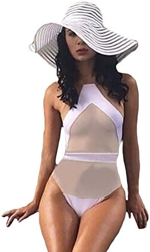 Taihexin Womens One Piece Gauze Perspective Monokini Bikini Swimsuit White S