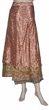 Vintage Reversible Pink Boho Bollywood Two Layer Sexy Silk Sari Gypsi Wrapround Skirt for Ladies Rajrang India