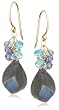 14k Yellow Gold Labradorite, Apatite, and Iolite Drop Earrings