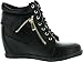 Top Moda Peter-30 Womens Lase Up High Top Hidden Wedge Sneaker Shoes