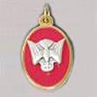 Confirmation Pendant - Descending Dove - Red Background - Height: 1"