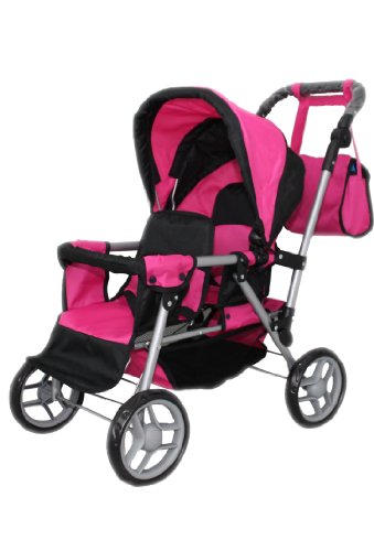 Mommy & Me Twin Doll Pram Back to Back adjustable handle with FREE Carriage bag 9386