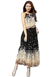 Petite Sexy Summer Chiffon Fit-and-Flare Cocktail Off the Shoulder Sleeveless Pleated General Print Evening Dress/Prom Dress/Party Dress/Maxi Dress 