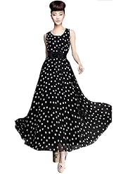 Sexy Chiffon Dots Print Maxi Dress 