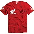 Honda Motorcycle Officially Licensed Fox Factory Men's Short-Sleeve Race Wear T-Shirt/Tee w/ Free B&F Heart Sticker Bundle - Red / Medium