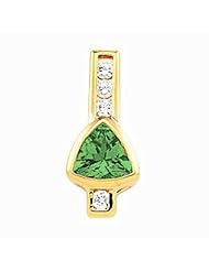 18K Yellow Gold Trillion Cut Emerald and Diamond Pendant -- LIFETIME WARRANTY