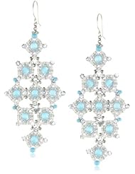 Miguel Ases Cats Eye and Turquoise Diamond Shape Drop Earrings
