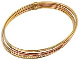 14K Tri Color Gold Diamond Cut Semanario Bangle