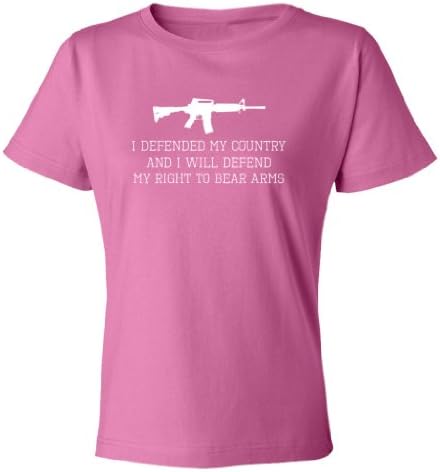 Freedom Tees I Defended My Country And I Will Defend My Right To Bear Arms Women's T-Shirt (Raspberry, Medium)