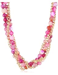 Two Strand Necklace Set Dyed Agate Stone and Gold Tone Metal Chain Gold Tone Shortener, 36"