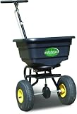 Spyker Commercial Grade 55-Pound Capacity Walk Behind Broadcast Spreader With Poly Hopper With Pneumatic Tires #46