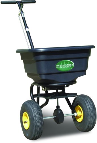 Spyker 46 Commercial Grade 55-Pound Capacity Walk-Behind Broadcast Spreader with Poly Hopper and Pneumatic Tires