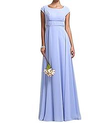 Floor Length Chiffon Empire   Waistline Sheath Square Neck Bridesmaid Dress 