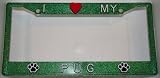 Paw Prints Green Glitter I Love My Pug Frame