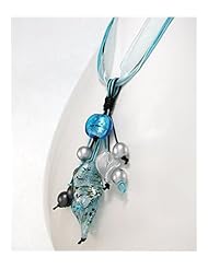 Light Sky Blue Cotton Necklace In 92.5 Sterling Silver