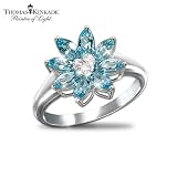 Thomas Kinkade Snowflake Splendor Blue Topaz And Diamond Ring by The Bradford Exchange