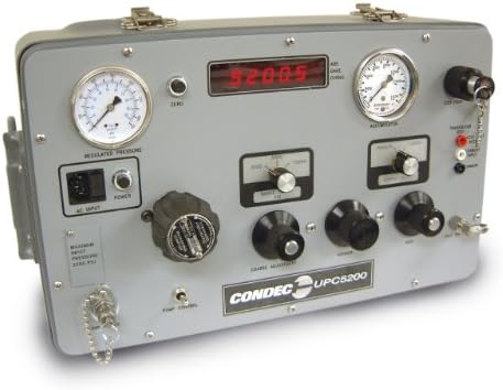 Condec UPC5200 Aluminum Portable High Pressure Standard Calibrator, 5000/2500/1000 psi Range, +/-0.05% Accuracy, 115 VAC Power, Gauge Only Calibration Mode, LED Display