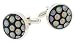 JJ Weston silver plated and black peacock art glass cufflinks with presentation box. Made in the U.S.A
