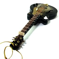 Brown Hollow Body Electric Guitar - Rock Band Ornament