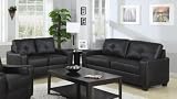 2pc Sofa Set with Stitched Design in Black Leatherette